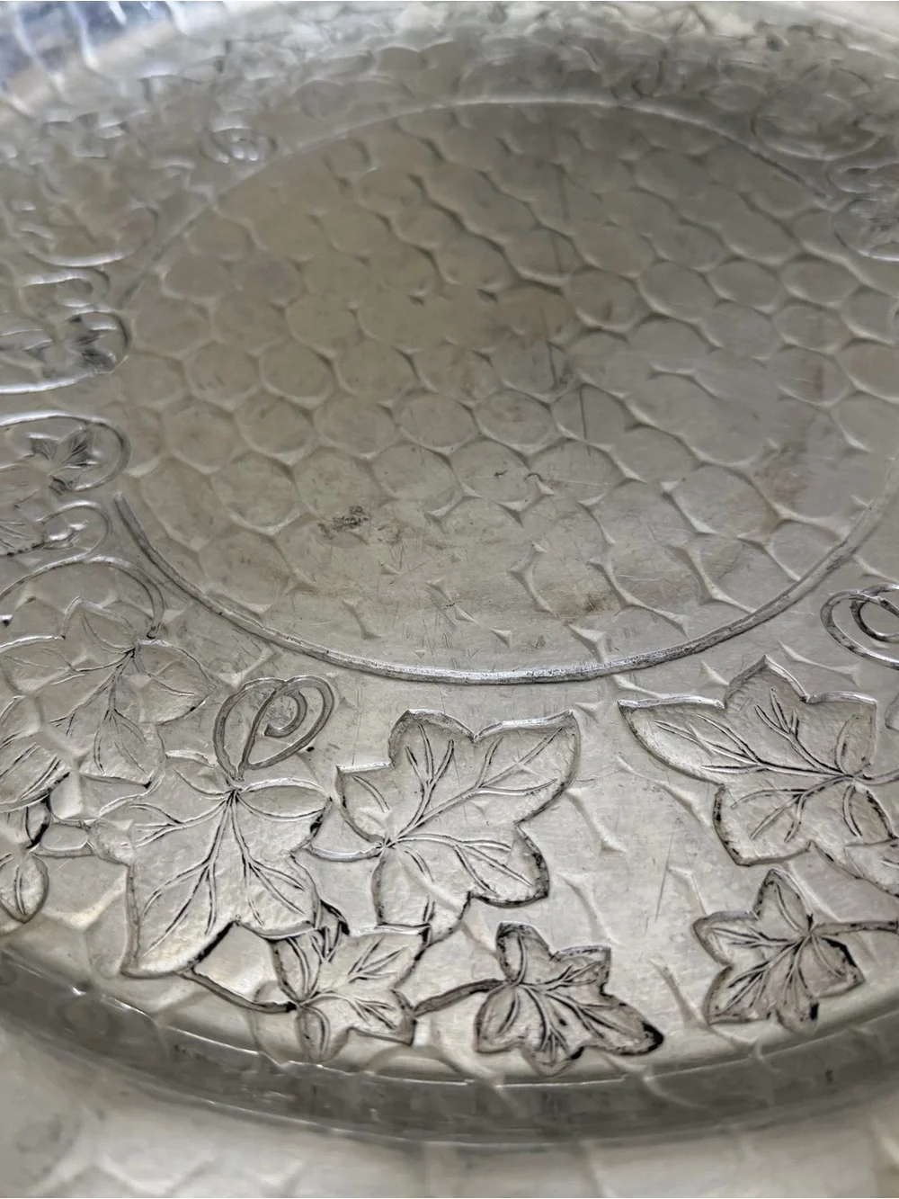Vintage Mid-Century Hammered Aluminum Serving Tray.